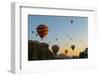 Hot Air Balloons Cruising over Cappadocia, Anatolia, Turkey, Asia Minor, Eurasia-James Strachan-Framed Photographic Print