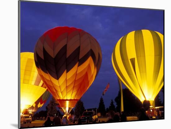 Hot Air Balloons During Night Glow, Kent, Washington, USA-Merrill Images-Mounted Premium Photographic Print