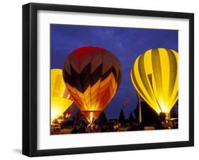 Hot Air Balloons During Night Glow, Kent, Washington, USA-Merrill Images-Framed Photographic Print