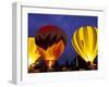 Hot Air Balloons During Night Glow, Kent, Washington, USA-Merrill Images-Framed Photographic Print