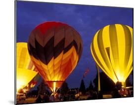 Hot Air Balloons During Night Glow, Kent, Washington, USA-Merrill Images-Mounted Photographic Print