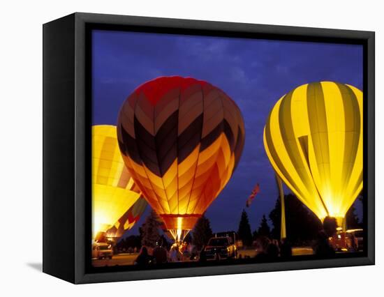 Hot Air Balloons During Night Glow, Kent, Washington, USA-Merrill Images-Framed Stretched Canvas