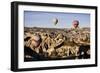 Hot Air Balloons Flying Among Rock Formations at Sunrise in the Red Valley-Ben Pipe-Framed Photographic Print