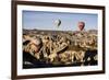 Hot Air Balloons Flying Among Rock Formations at Sunrise in the Red Valley-Ben Pipe-Framed Photographic Print