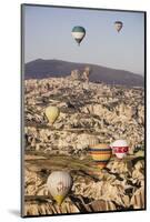 Hot Air Balloons Flying Among Rock Formations at Sunrise in the Red Valley-Ben Pipe-Mounted Photographic Print