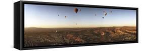 Hot Air Balloons over Landscape at Sunrise, Cappadocia, Central Anatolia Region, Turkey-null-Framed Stretched Canvas