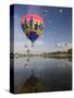 Hot Air Balloons Reflected in Prospect Lake, Colorado Springs, Colorado, USA-Don Grall-Stretched Canvas