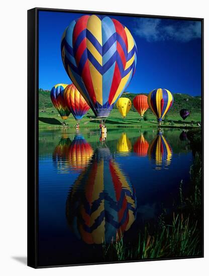 Hot Air Balloons, Snowmass CO-David Carriere-Framed Stretched Canvas