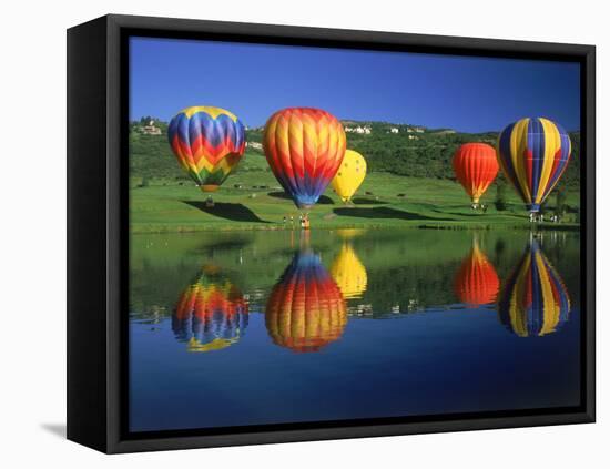 Hot Air Balloons, Snowmass CO-David Carriere-Framed Stretched Canvas