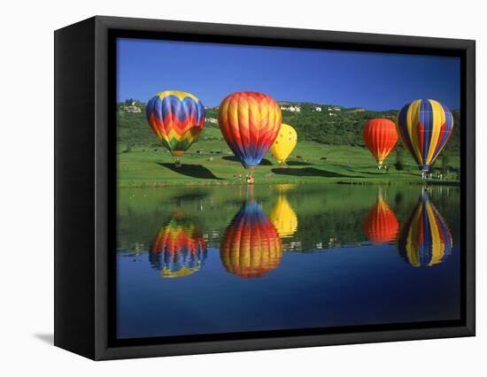 Hot Air Balloons, Snowmass CO-David Carriere-Framed Stretched Canvas