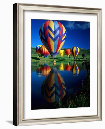 Hot Air Balloons, Snowmass CO-David Carriere-Framed Photographic Print