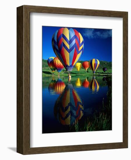 Hot Air Balloons, Snowmass CO-David Carriere-Framed Photographic Print