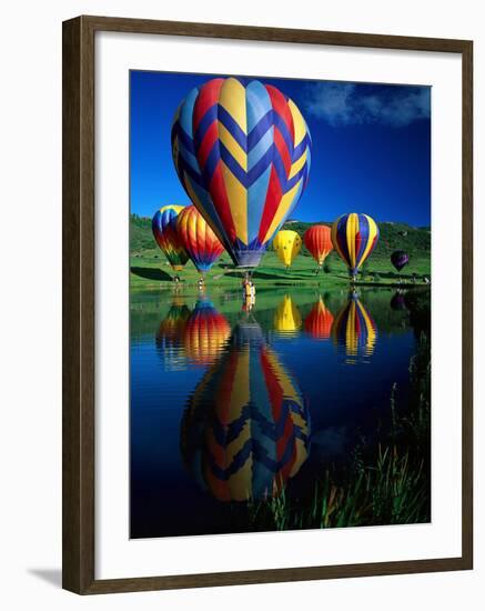 Hot Air Balloons, Snowmass CO-David Carriere-Framed Photographic Print