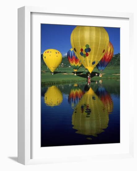 Hot Air Balloons, Snowmass CO-David Carriere-Framed Photographic Print