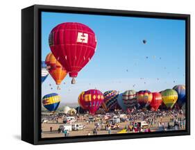 Hot Air Balloons Take Flight, Albuquerque, New Mexico, Usa-Charles Crust-Framed Stretched Canvas