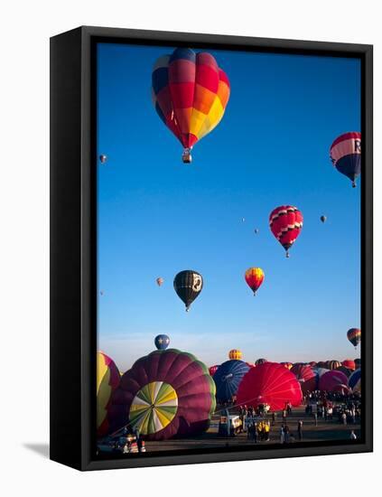 Hot Air Balloons Take Flight, Albuquerque, New Mexico, Usa-Charles Crust-Framed Stretched Canvas