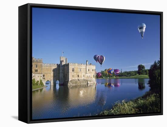 Hot Air Balloons Taking Off from Leeds Castle Grounds, Kent, England, United Kingdom, Europe-Nigel Blythe-Framed Stretched Canvas