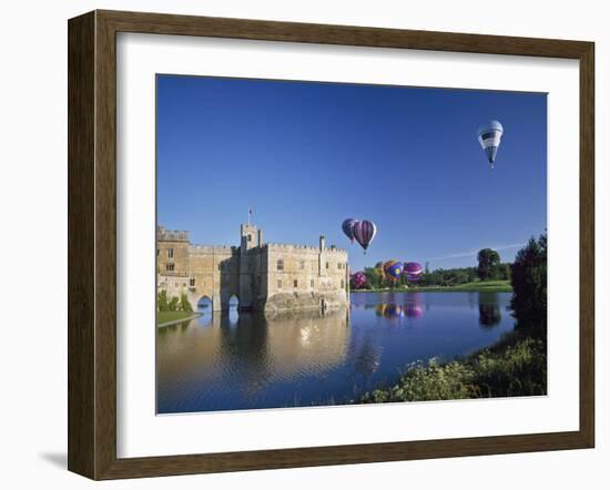 Hot Air Balloons Taking Off from Leeds Castle Grounds, Kent, England, United Kingdom, Europe-Nigel Blythe-Framed Photographic Print