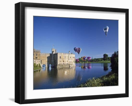 Hot Air Balloons Taking Off from Leeds Castle Grounds, Kent, England, United Kingdom, Europe-Nigel Blythe-Framed Photographic Print