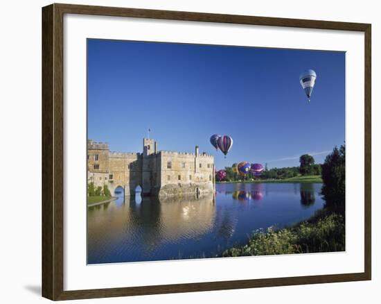 Hot Air Balloons Taking Off from Leeds Castle Grounds, Kent, England, United Kingdom, Europe-Nigel Blythe-Framed Photographic Print