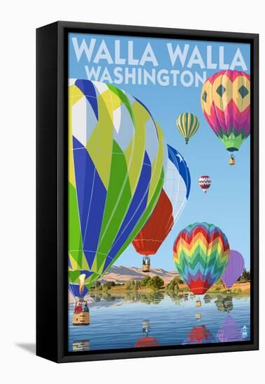 Hot Air Balloons - Walla Walla, Washington-Lantern Press-Framed Stretched Canvas