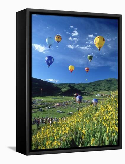 Hot Air Balloons-David Carriere-Framed Stretched Canvas