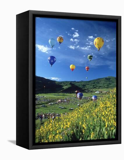 Hot Air Balloons-David Carriere-Framed Stretched Canvas