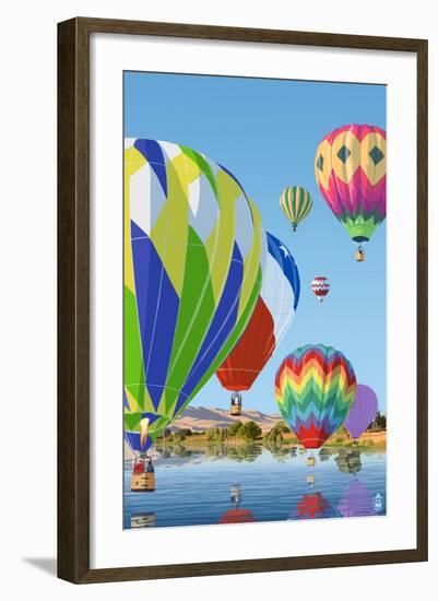 Hot Air Balloons-Lantern Press-Framed Art Print