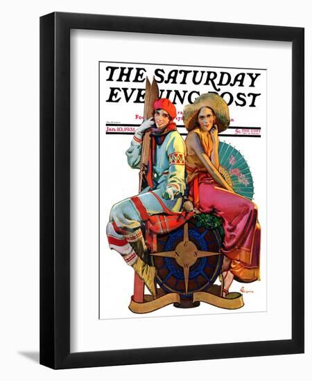 "Hot and Cold Vacations," Saturday Evening Post Cover, January 10, 1931-Elbert Mcgran Jackson-Framed Giclee Print