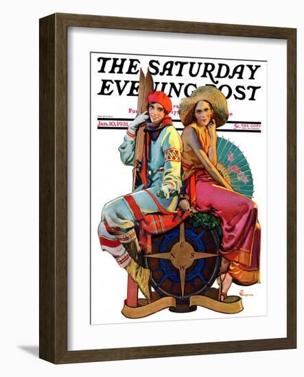 "Hot and Cold Vacations," Saturday Evening Post Cover, January 10, 1931-Elbert Mcgran Jackson-Framed Giclee Print