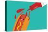 Hot Dog and Ketchup Have Fun. Vector Illustration of Fast Food.-Mila Dubas-Stretched Canvas