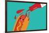 Hot Dog and Ketchup Have Fun. Vector Illustration of Fast Food.-Mila Dubas-Framed Art Print