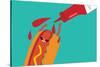 Hot Dog and Ketchup Have Fun. Vector Illustration of Fast Food.-Mila Dubas-Stretched Canvas