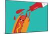 Hot Dog and Ketchup Have Fun. Vector Illustration of Fast Food.-Mila Dubas-Mounted Art Print