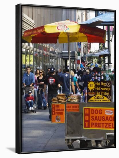 Hot Dog and Pretzel Stand, Manhattan, New York City, New York, USA-Amanda Hall-Framed Photographic Print