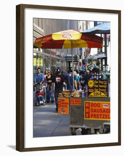 Hot Dog and Pretzel Stand, Manhattan, New York City, New York, USA-Amanda Hall-Framed Photographic Print