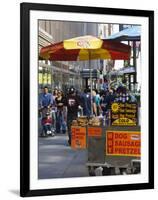 Hot Dog and Pretzel Stand, Manhattan, New York City, New York, USA-Amanda Hall-Framed Photographic Print