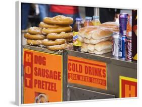 Hot Dog and Pretzel Stand, Manhattan, New York City, New York, USA-Amanda Hall-Framed Photographic Print