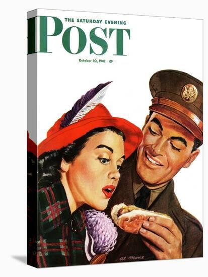 "Hot Dog for a Hot Date," Saturday Evening Post Cover, October 10, 1942-Al Moore-Stretched Canvas