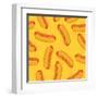 Hot Dog in Flat Style Seamless Pattern. Vector Illustration-VectorPlotnikoff-Framed Art Print