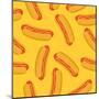 Hot Dog in Flat Style Seamless Pattern. Vector Illustration-VectorPlotnikoff-Mounted Art Print
