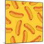 Hot Dog in Flat Style Seamless Pattern. Vector Illustration-VectorPlotnikoff-Mounted Art Print