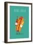 Hot Dog, Mustard and Ketchup.Vector Cartoon. Fast Food. Friends Forever.-Serbinka-Framed Art Print