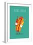 Hot Dog, Mustard and Ketchup.Vector Cartoon. Fast Food. Friends Forever.-Serbinka-Framed Art Print