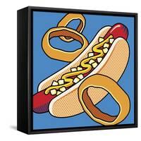 Hot Dog Onion Rings On Blue-Ron Magnes-Framed Stretched Canvas