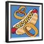 Hot Dog Onion Rings On Blue-Ron Magnes-Framed Giclee Print