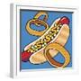 Hot Dog Onion Rings On Blue-Ron Magnes-Framed Giclee Print