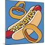 Hot Dog Onion Rings On Blue-Ron Magnes-Mounted Giclee Print