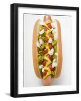 Hot Dog with Relish, Mustard, Ketchup and Onions-null-Framed Photographic Print