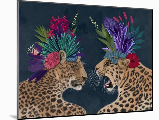 Hot House Leopards, Pair, Dark-Fab Funky-Mounted Art Print